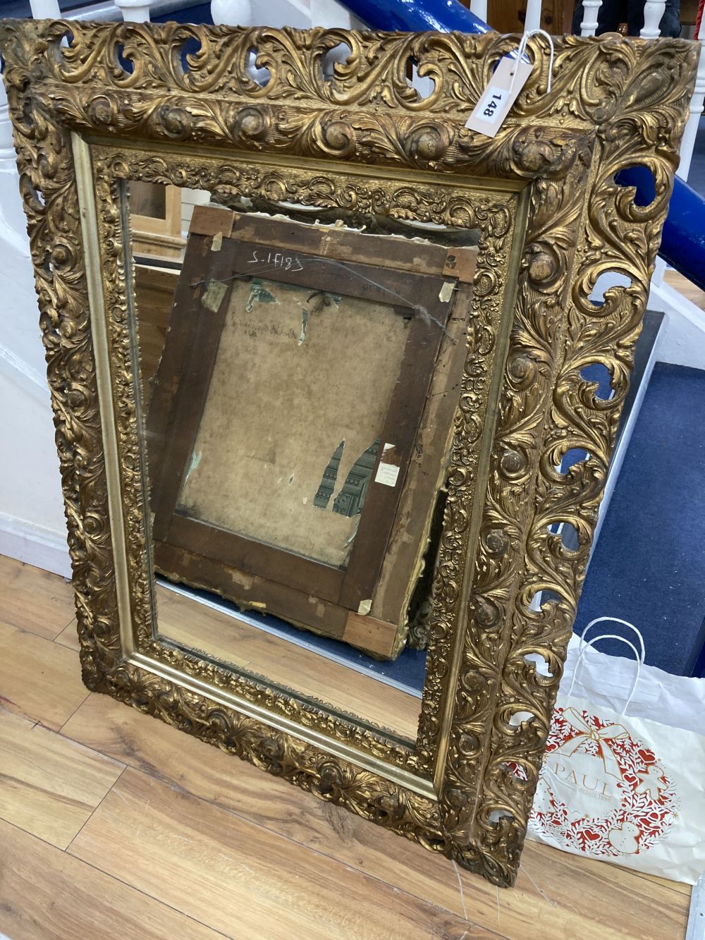 A giltwood and gesso wall mirror, width 84cm height 110cm